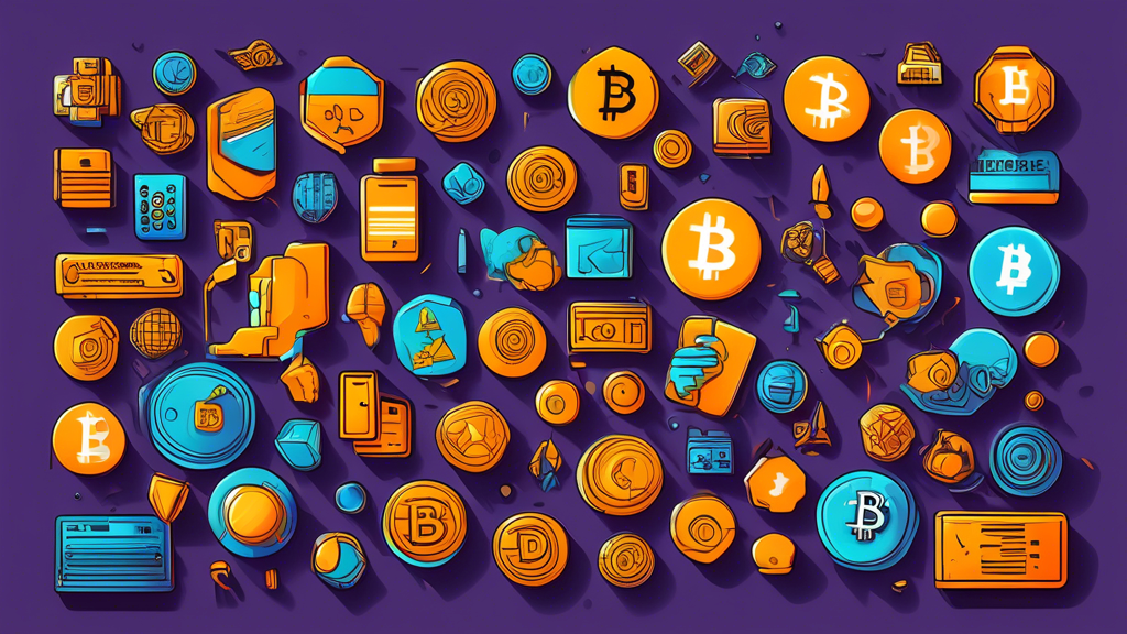 Create an image showcasing various prominent cryptocurrencies, such as Bitcoin and Ethereum, alongside a collection of lesser-known altcoins. Include visual representations of utility tokens and security tokens with icons or symbols to demonstrate their different uses in the crypto market. The background should have elements of digital blockchain technology to highlight the foundation of these cryptocurrencies.