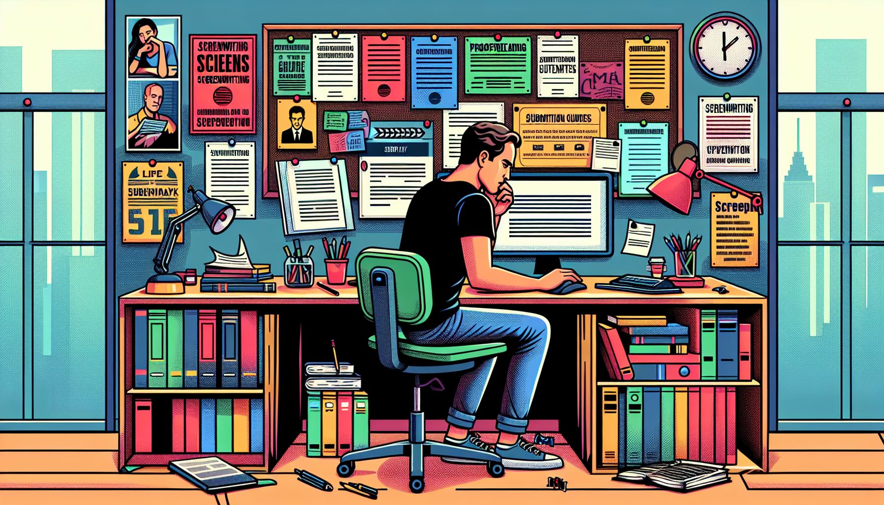 Create an image depicting a writer