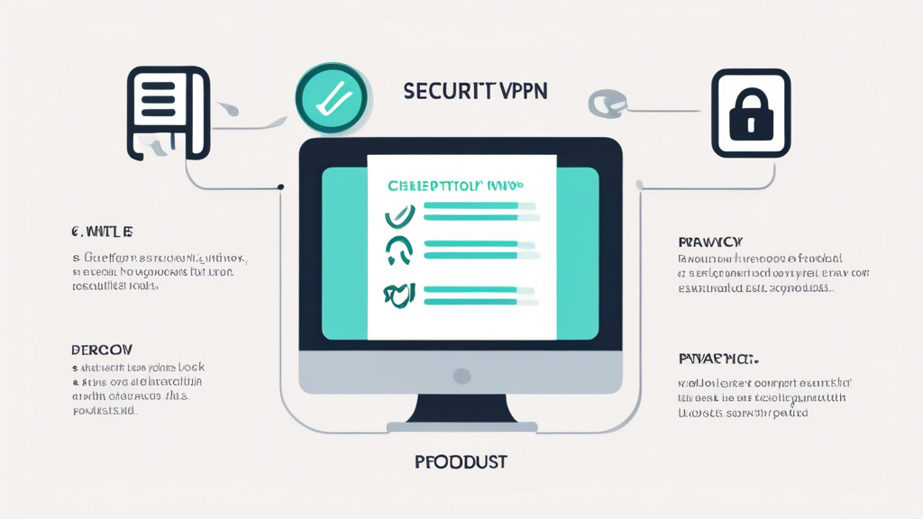 Prompt for DALL-E:

Create an image showcasing a computer screen with a detailed checklist for evaluating a cheap VPN