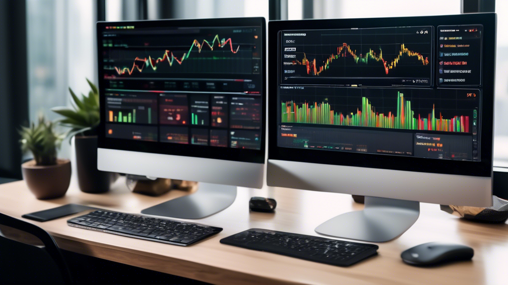 Prompt: An image of a user-friendly crypto trading platform interface displayed on both a desktop computer and a smartphone. The interface should feature an intuitive design with clearly labeled sections for market data, trading tools, and portfolio management. The desktop screen shows a customizable dashboard with charts, indicators, and a simplified trading panel, while the smartphone screen displays a mobile-friendly version of the trading platform. Both screens have a clean, modern design that appeals to both beginners and experienced traders. The background includes subtle elements like icons or graphics representing blockchain and cryptocurrency, emphasizing the tech-savvy nature of the platform.