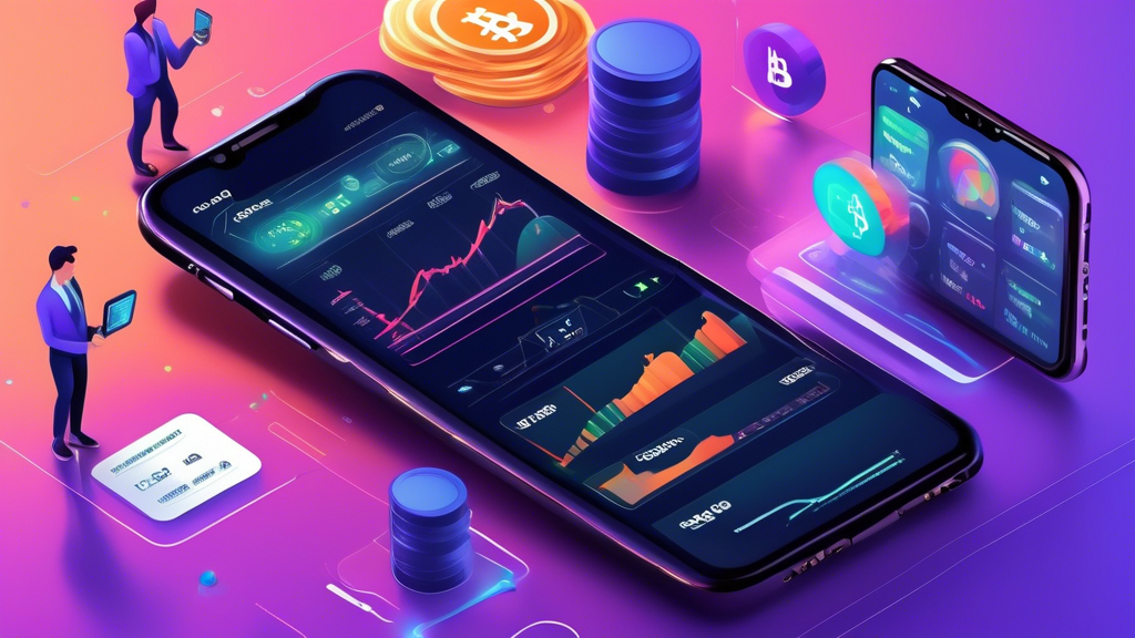 Create an image that illustrates a modern crypto app