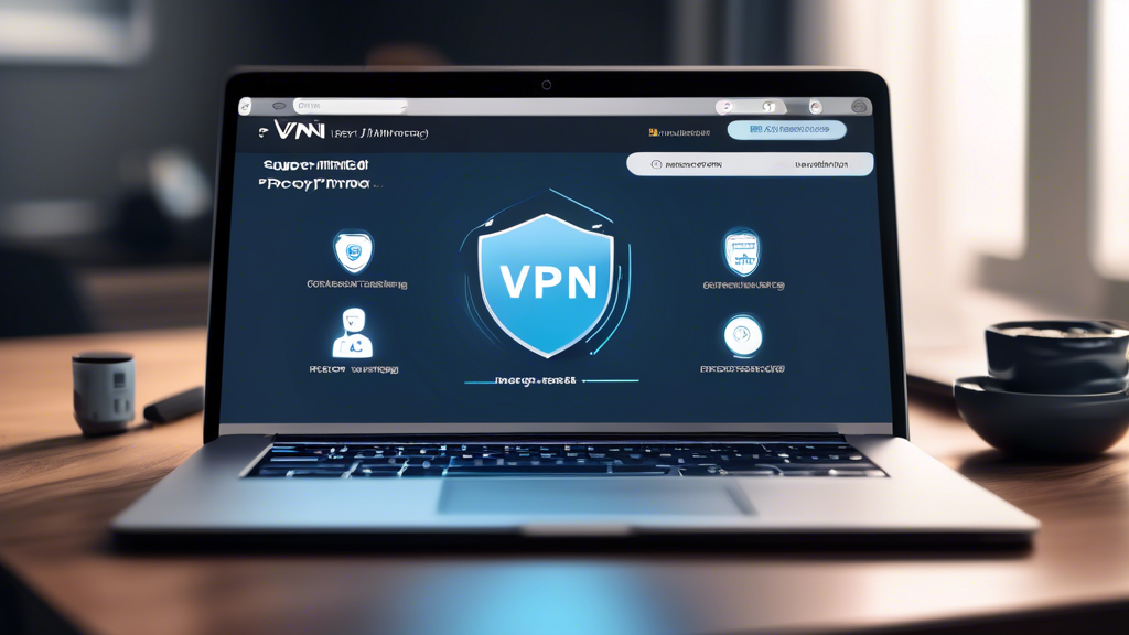 Create an image to show How to Get Started with VPN Super Unlimited Proxy for Optimal Protection. The scene is a modern computer desk setup displaying a step-by-step installation guide on a laptop screen. Nearby, a smartphone shows the app interface of VPN Super Unlimited Proxy with a 