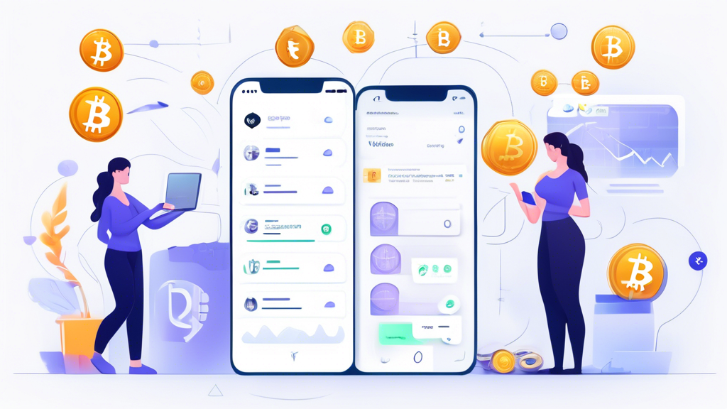 Create an image that shows a step-by-step guide for safely using the best crypto exchange. The image should include clear icons and illustrations for setting up an account, enabling two-factor authentication, securing personal information, trading tips, and warnings about common mistakes to avoid. The background should be a modern, digital interface with elements of cryptocurrency symbols like Bitcoin and Ethereum, and the overall theme should emphasize security and smart trading practices.
