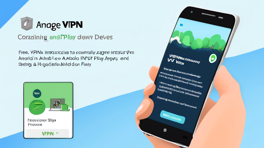 Prompt: Create a detailed step-by-step instructional image showing how to download, install, and configure a free VPN on an Android device. The image should feature clear icons and text for each step, including downloading the app from Google Play Store, installation procedures, and setting up the VPN. Include tips on optimizing the performance and security of the VPN. The background should be neutral, focusing on the Android interface and the VPN application.