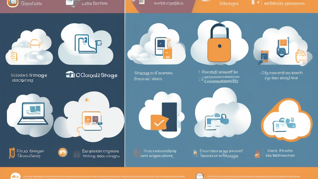 An infographic style image showing a checklist of important criteria for choosing free cloud storage. Include icons representing storage space, security, compatibility, and user-friendliness. Additionally, display scenarios like personal use, business use, and collaborative projects to signify which cloud storage suits different needs. Add practical tips like 