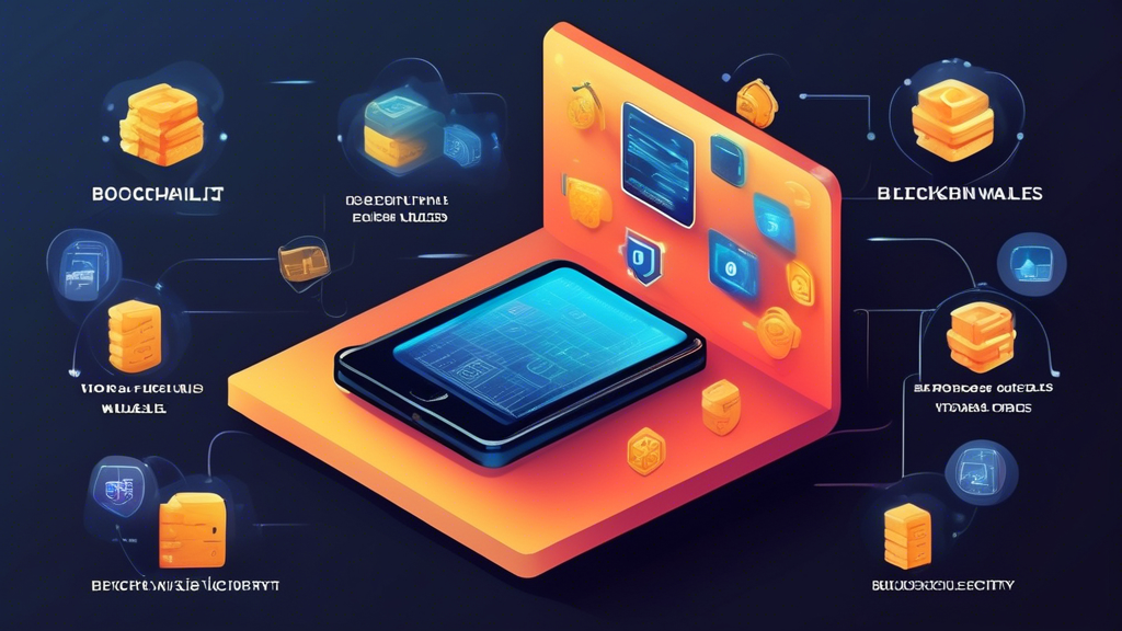 Create an image that illustrates the different types of blockchain wallets. The image should depict hot wallets and cold wallets with their pros and cons, including symbols for software wallets like mobile, desktop, and web-based solutions, and hardware wallets represented by a physical device used for enhanced security. Ensure the visual contrast highlights the security features and convenience level of each type of wallet.