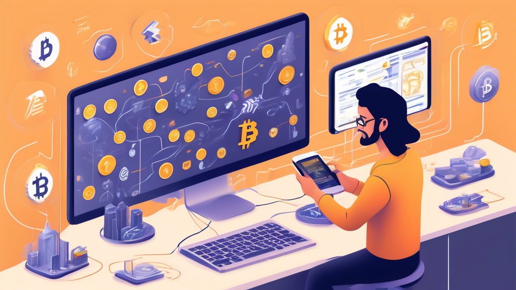 Prompt for DALL-E:

Create an image that depicts a beginner navigating the cryptocurrency ecosystem. The scene should include elements like a smartphone or computer screen displaying a reliable cryptocurrency exchange, digital wallets, and popular crypto monitoring tools. Include visual references to popular platforms such as Bitcoin, Ethereum, and various DeFi projects. Additionally, show icons or graphics representing best practices for staying informed and secure, such as news updates, educational resources, and security measures like two-factor authentication.
