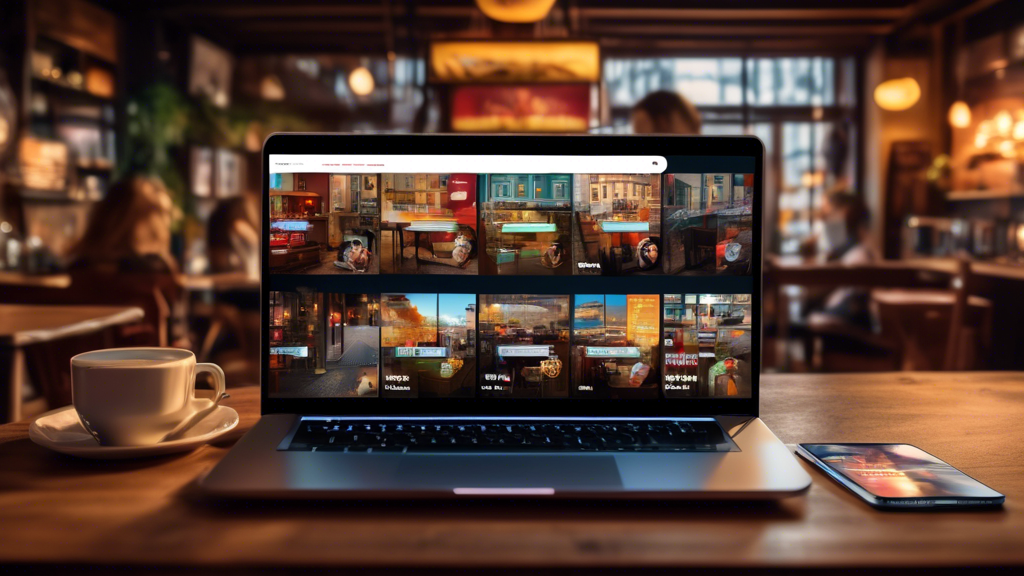 Create an image that showcases a person effortlessly accessing a variety of streaming platforms from around the world on their laptop while traveling. They are in a cozy cafe setting, possibly in different iconic global locations such as Paris, Tokyo, and New York. The screen displays different streaming services and content, highlighting the capability to bypass geographical restrictions using a VPN. The scene should evoke a sense of seamless and unrestricted digital experience. The key element is to emphasize the benefit of accessing geo-restricted content, making a VPN an indispensable tool for 2023.
