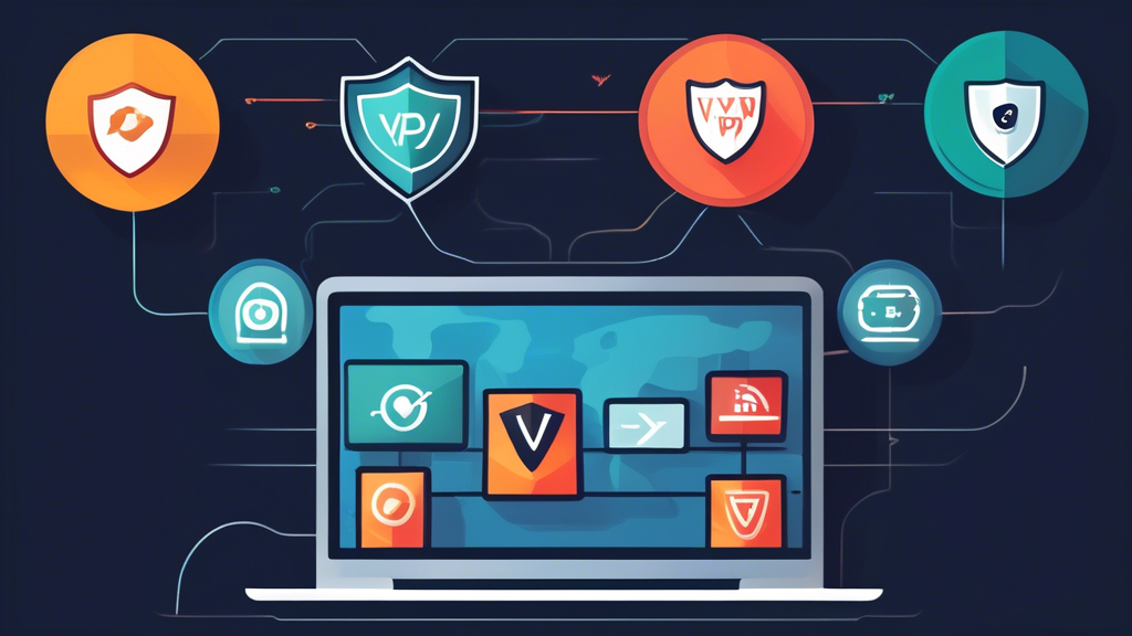 **DALL-E Prompt:**

An illustration showing a side-by-side comparison of various free VPN services on a sleek, modern laptop screen. Each VPN service has relevant icons and brief details indicating its main features such as security, data limits, and user-friendly interface. The background showcases symbols of security, privacy, and streaming, representing the typical needs of users. The image is designed to help users understand how to choose the best VPN for their needs through visual comparison.