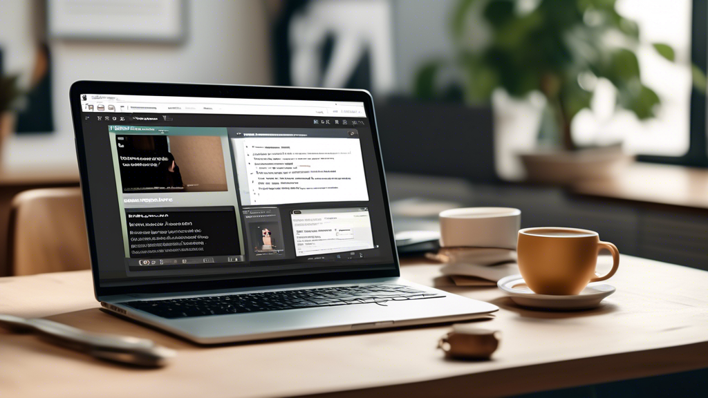 Create an image of an engaging and dynamic online learning scene: A laptop screen displaying Skillshare