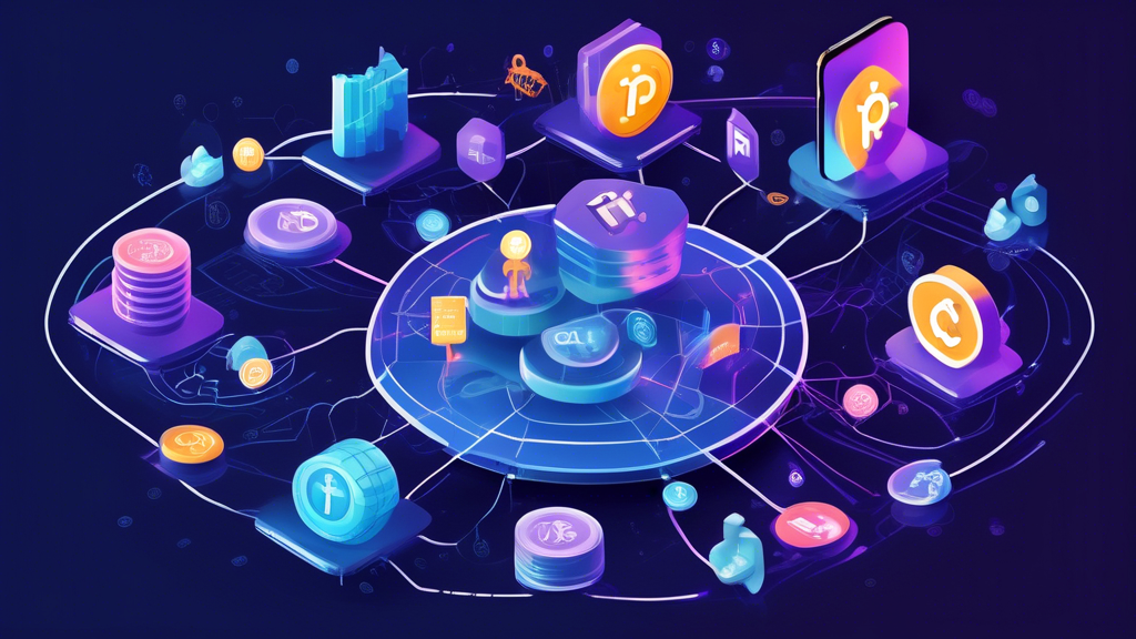 A digital illustration depicting various factors influencing the price of the Pi Network cryptocurrency. The central focus is a graph showing the Pi Network price with rising and falling trends. Surrounding the graph are icons representing different elements: user growth represented by a crowd of users, technological developments shown as coding symbols and futuristic gadgets, and external economic influences illustrated by money bags, global currency symbols, and a scale representing regulatory news. The overall theme should convey the complex interplay of internal and external factors affecting the Pi Network price.