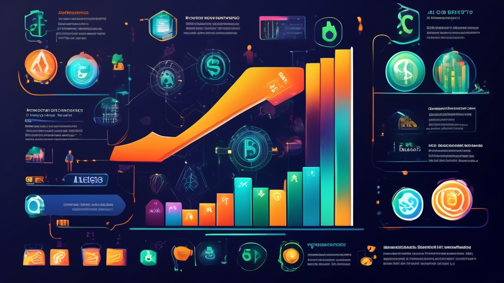 Create an image that illustrates the key benefits of an Alto Crypto IRA, showcasing diversification, growth potential, and tax advantages. The scene should feature a vibrant visual of a retirement portfolio with various assets like traditional stocks and cryptocurrencies, a graph depicting rising investment growth, and tax-saving icons. Include a futuristic touch to emphasize the modern approach to retirement savings.