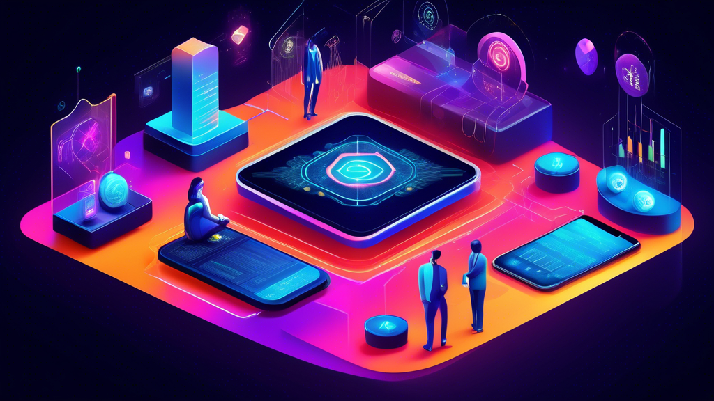 A vibrant digital tableau illustrating key components and innovations in the new crypto ecosystem. Display advanced technologies and protocols like blockchain ledgers, smart contracts, and Decentralized Finance (DeFi) seamlessly interconnected. Highlight futuristic emerging platforms with sleek, modern interfaces contributing to the ecosystem, symbolizing their pivotal roles. Use bright, dynamic colors to signify growth and progress within this new crypto realm.