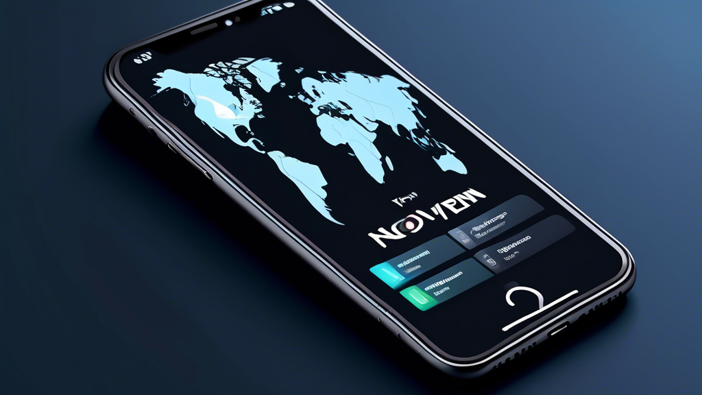 Create an image of a sleek, modern iPhone displaying a comparison chart of different VPN services. The screen should show detailed information about top VPNs like ExpressVPN, NordVPN, and CyberGhost, highlighting their features, pricing, and performance. Include graphical elements such as user rating stars, security icons, and a globe indicating global server locations. The background should be a clean, professional workspace with subtle tech elements to emphasize the context of VPNs for iPhone. Incorporate the keyword 