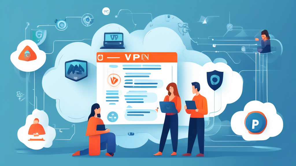 Create an image depicting a user-friendly step-by-step guide on changing a VPN for free. The image should feature clear, easy-to-understand visuals for three main steps: researching and choosing a reliable free VPN service, downloading and installing the VPN software, and setting up and configuring the VPN. Each step should be visually represented with icons or simple illustrations, such as a magnifying glass for research, a download button for installation, and a settings gear icon for configuration. Use a clean, tech-savvy design with a light color palette that conveys ease and accessibility. Include minimal text labels for each step, ensuring they are clearly readable.