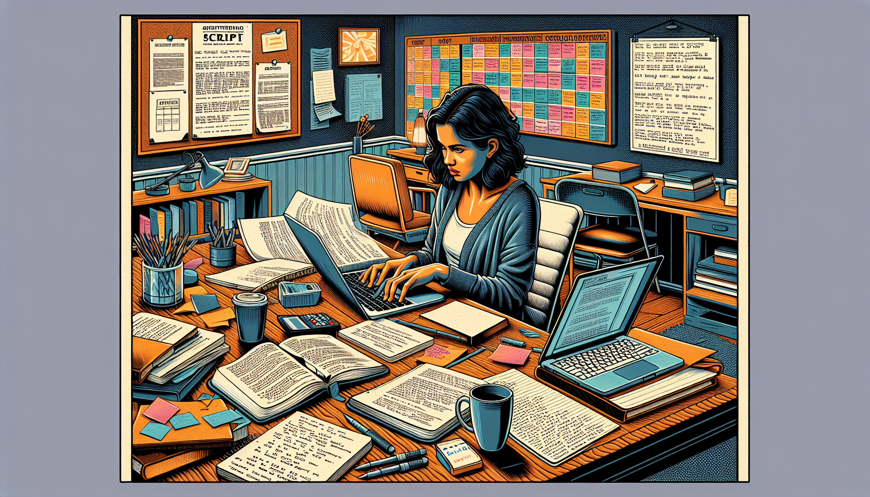 Create an image showing a budding scriptwriter