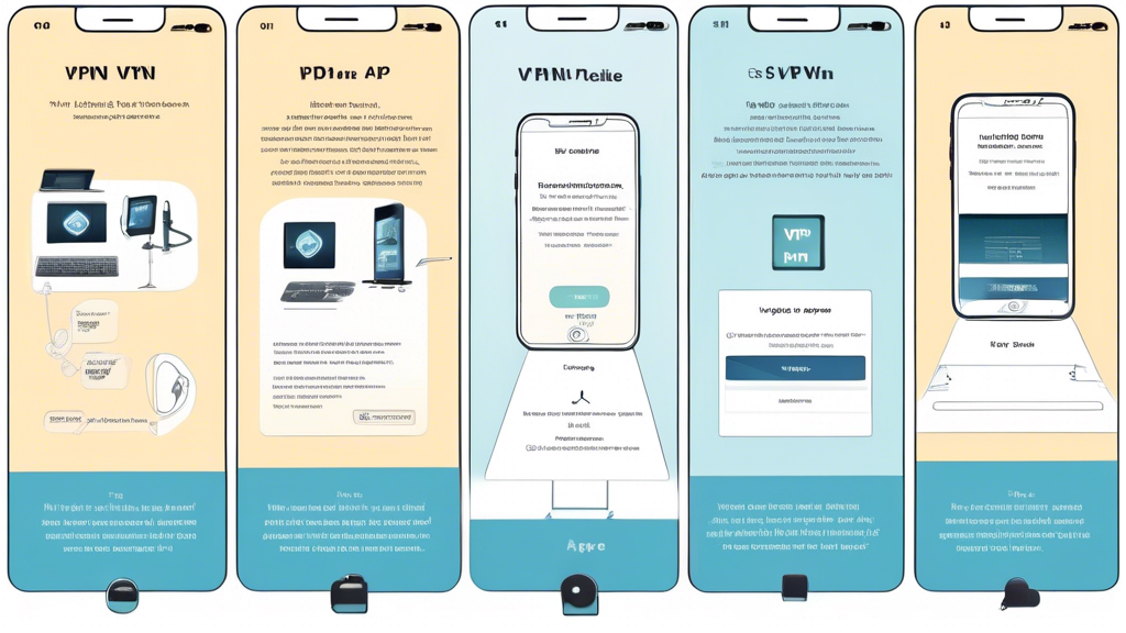 Prompt for DALL-E:

An instructional illustration showcasing the process of setting up a free VPN on an iOS device. The image includes a step-by-step visual guide with labeled steps, such as downloading the VPN app from the App Store, installing it, signing in, and enabling the VPN connection. Additional elements might include tips for optimizing VPN performance and solutions for common troubleshooting issues. The backdrop features an iPhone with a sleek, modern design, emphasizing the ease and simplicity of the setup process.