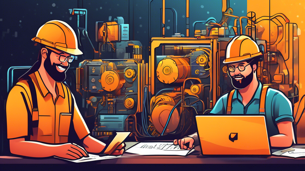 Create a DALL-E prompt for an image that relates to Benefits and Challenges of Crypto Equipment Financing:

Create an illustration depicting the benefits and challenges of crypto equipment financing. On one side, show a group of crypto miners happily utilizing new, sophisticated mining equipment with financing documents in the background, symbolizing advantages such as access to advanced technology and eased initial financial burden. On the opposite side, illustrate common challenges and risks with images of fluctuating cryptocurrency values, a stressed miner reviewing loan terms, and a broken mining rig, representing potential financial instability, high interest rates, and equipment failure. Make the scene visually balanced and informative.