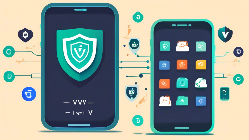 Create an image of an iPhone screen displaying multiple VPN app icons with a shield symbol in the background. Icons should include popular free VPNs like ProtonVPN, Windscribe, TunnelBear, and Hotspot Shield. The background should feature symbols representing security, speed, and privacy policies, like a padlock, a speedometer, and a privacy document, to highlight the criteria for choosing the right free VPN for iPhone users.