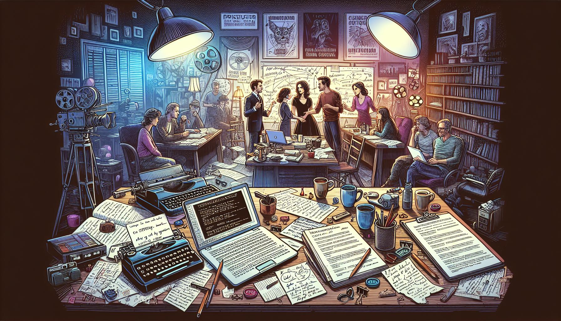 Prompt for DALL-E:

An image depicting a professional script writer