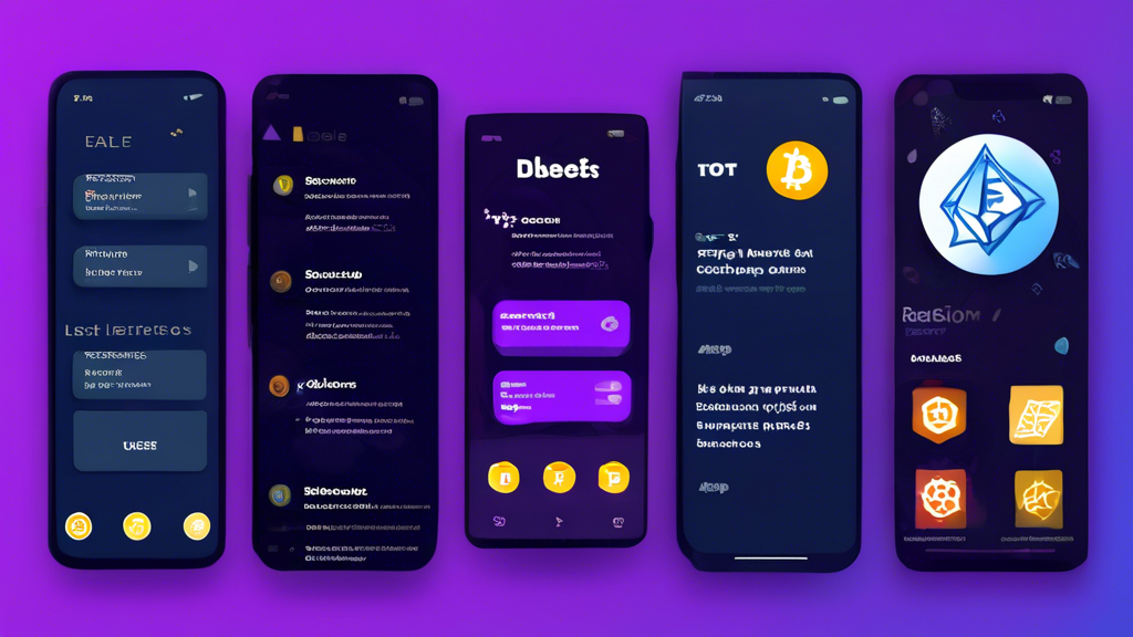 DALL-E Prompt: Create an image showcasing the top 10 best crypto apps for 2023. The image should feature detailed app screens, highlighting their unique features, design elements, and user interfaces. Include visual elements like app icons, ratings stars, and user feedback graphics to convey the pros and cons of each app. Make sure to include elements like security icons, trading graphs, and notifications to emphasize the apps
