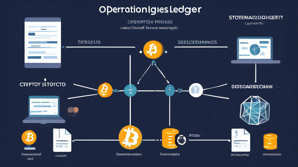 Create an image depicting the operation of a crypto ledger. Show the detailed mechanics of how transactions are recorded, verified, and stored in a decentralized network. Illustrate various consensus mechanisms, such as Proof of Work (PoW) and Proof of Stake (PoS), functioning to maintain data integrity and security. Emphasize the concept of decentralization with interconnected nodes ensuring data is securely distributed and verified across the network. Use visuals that convey a high-tech and secure environment, with icons representing blocks, chains, and validation processes.