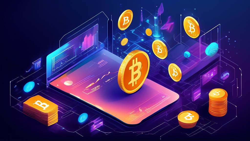 Create an image that showcases a selection of top cryptocurrencies, including Bitcoin (BTC) and Ethereum (ETH), displayed prominently with a futuristic and dynamic financial background. Include icons or logos of emerging coins subtly in the backdrop, highlighting their unique advantages. The scene should evoke innovation, growth, and potential, capturing the essence of cutting-edge investment opportunities in the digital currency market. Best coin to invest.