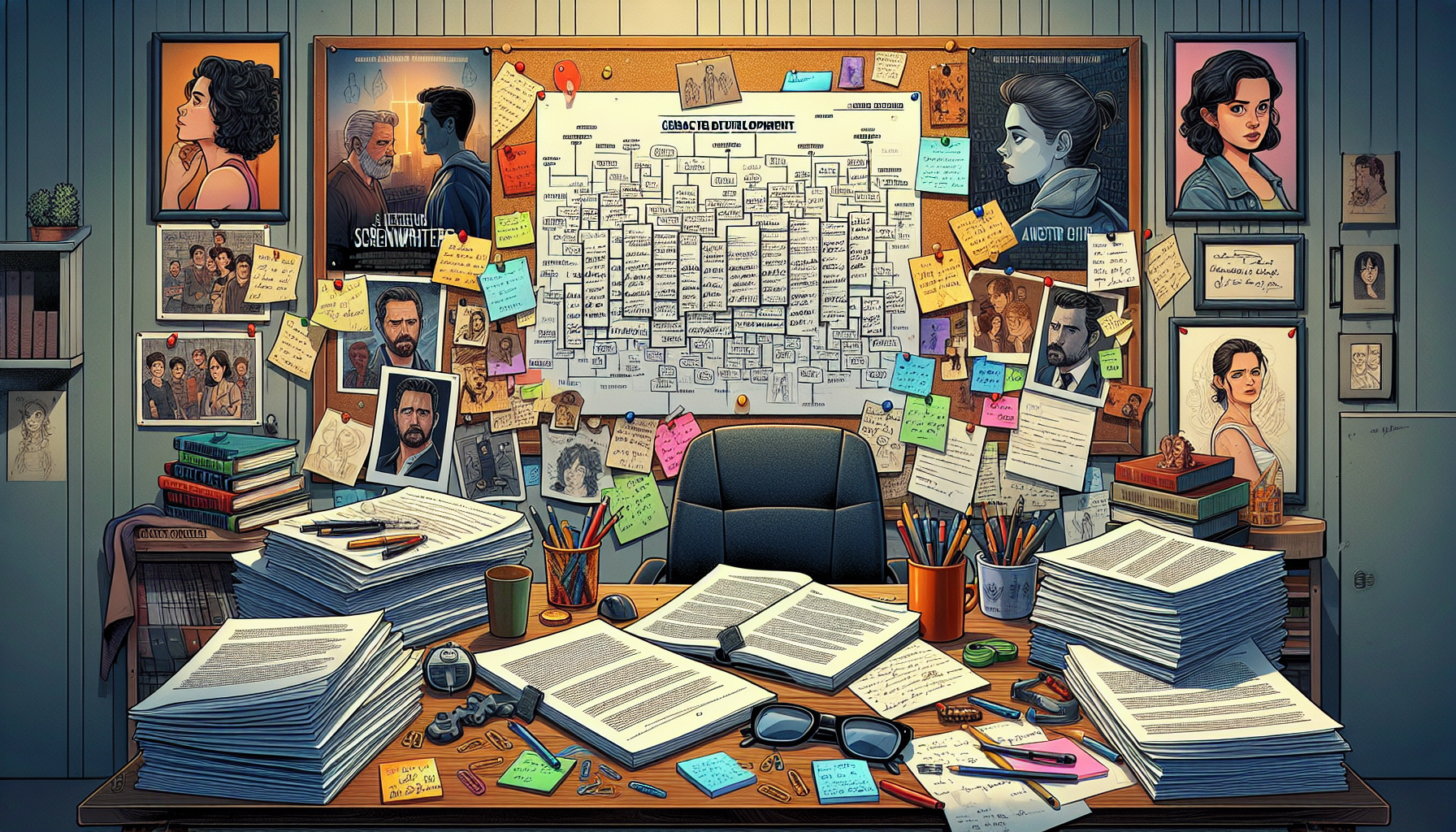 Prompt for DALL-E:

An aspiring screenwriter