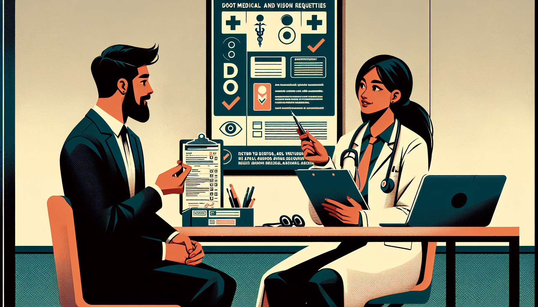 An illustration of a person sitting in a doctor