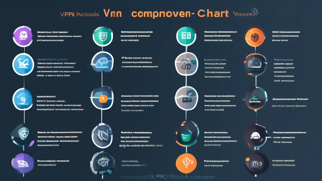 An organized comparison chart displaying various VPN services, highlighting key factors such as speed, security, device compatibility, and server availability. Include professional reviews and user testimonials in the background, contrasting free vs. paid VPNs with pros and cons. Make sure the chart is visually appealing and easy to understand.