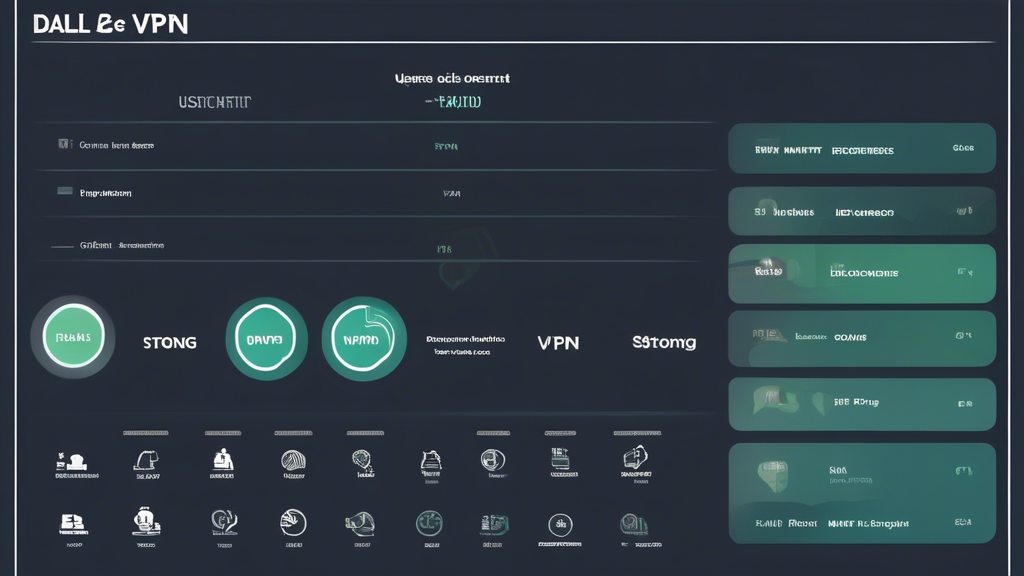 DALL-E prompt: Create an image that shows a user-friendly comparison chart for selecting the best strong VPN. Include essential criteria such as security features, speed, user interface, customer support, and pricing. The chart should also feature recommendations of top VPN providers with visually distinct logos and ratings. The design should be clean, modern, and easy to understand, using muted colors and clear typography.