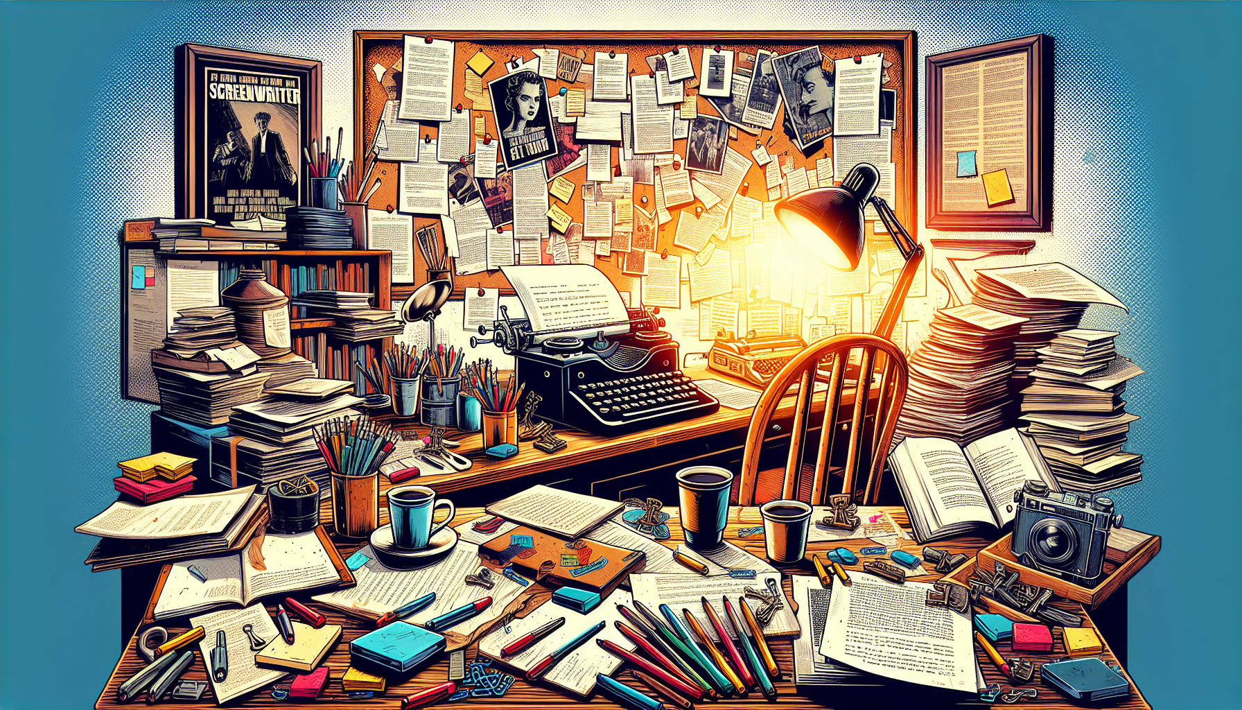 Create an image showing a screenwriter