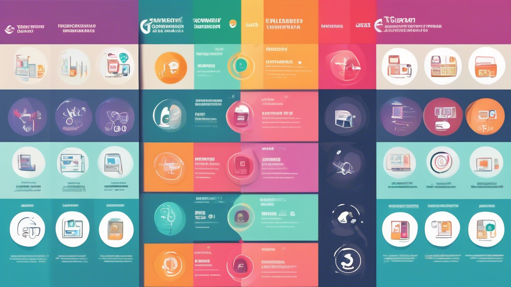 Create an informative and visually engaging infographic that compares the top Konverto Glasfaser Tarife. The image should include the following elements: 

- A colorful grid layout showcasing different internet plans with their respective prices and key features.
- Icons representing speed, customer satisfaction, and other advantages of each tariff.
- Summary statistics based on customer reviews, with highlighted positive and negative aspects.
- A comparison chart emphasizing the price-performance ratio of each offer.
- A visually appealing color scheme that communicates technology and connectivity.

The overall design should be modern and tech-oriented, reflecting the innovative nature of fiber optic technology.