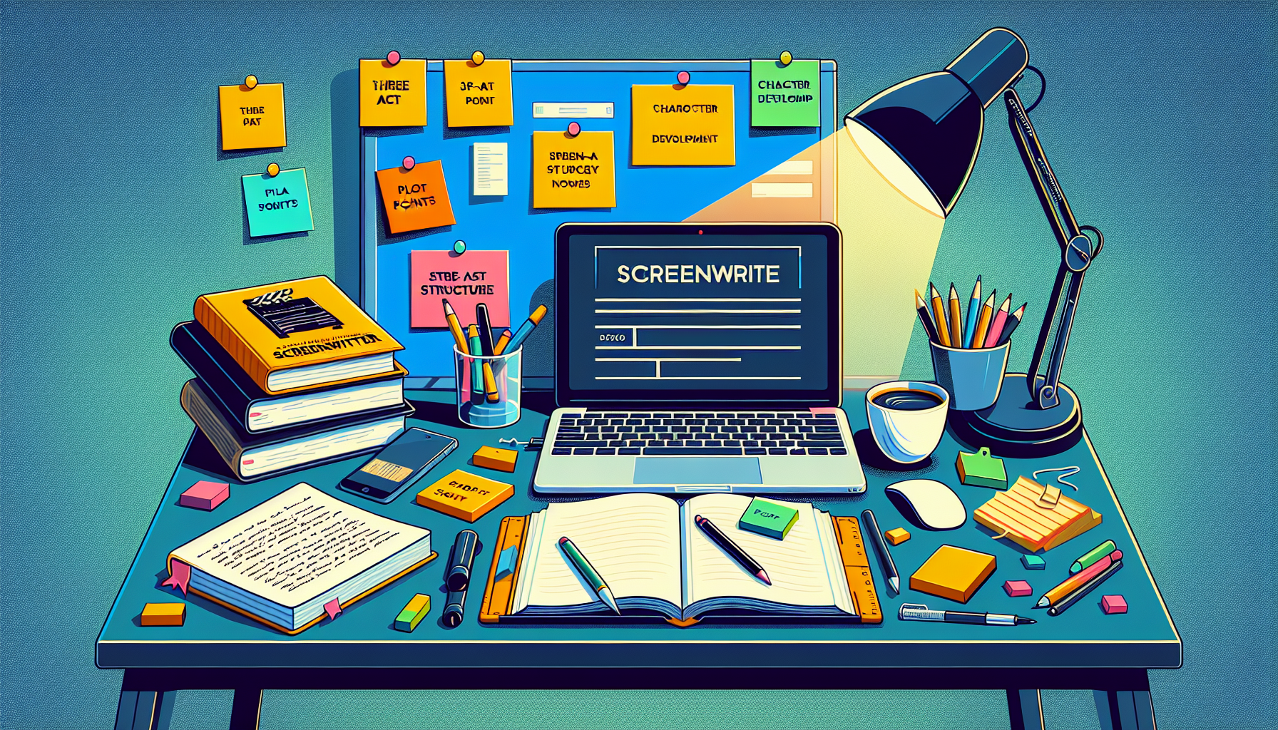 Create an image showing an aspiring screenwriter