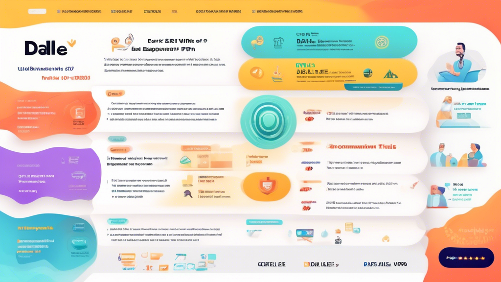 Create a DALL-E image prompt for:

A detailed infographic showing comprehensive reviews of the top VPN trials for 2023, complete with a side-by-side comparison table of trial periods, features, and restrictions. Highlight user testimonials and experiences with different VPN services in a visually engaging and informative layout.