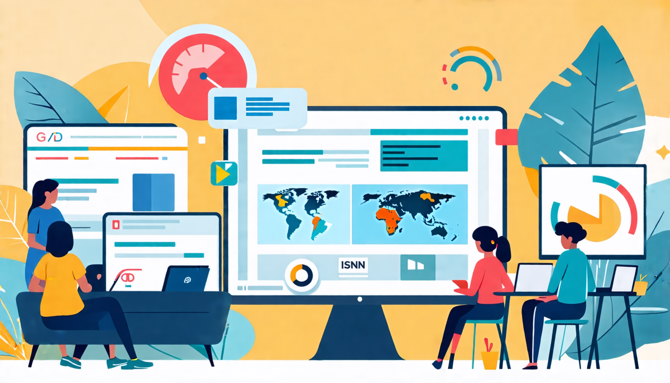 Create an image showcasing the advantages of SmartDNS for a freer internet. The scene includes a diverse group of people in various settings—such as home, office, and cafe—using different devices (laptops, tablets, smart TVs). They