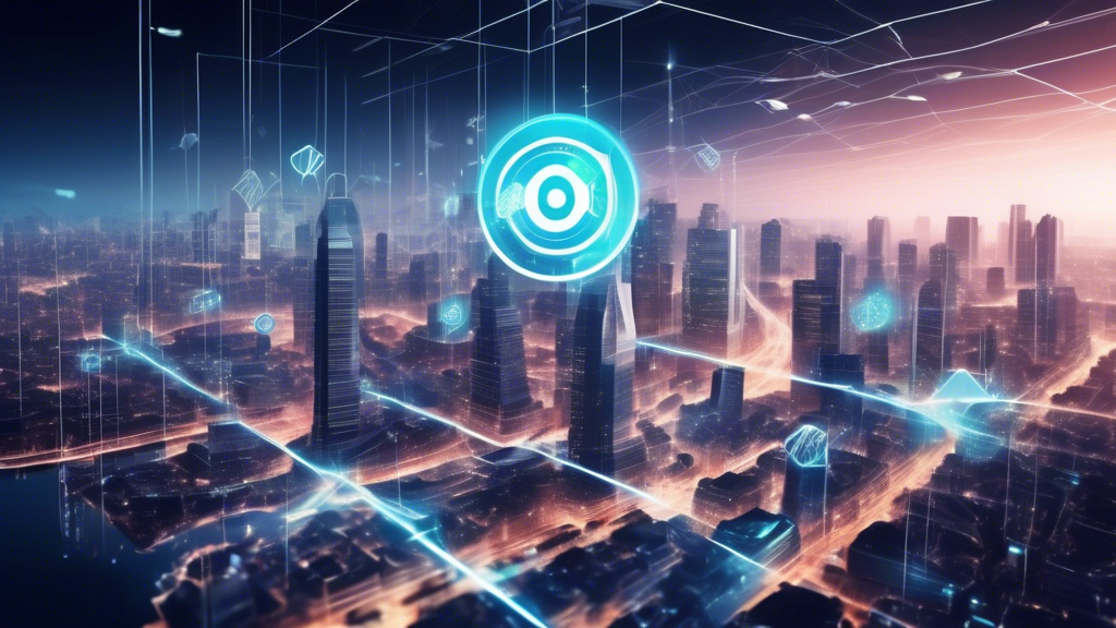 Create an image showcasing the futuristic potential of the Airwave Project in cryptocurrency adoption. Imagine a dynamic scene where both institutional and retail users interact seamlessly with the Airwave platform. Highlight a bustling digital marketplace with diverse participants, from business executives to everyday consumers, all engaging through advanced, transparent interfaces. Add modern cityscapes and blockchain-inspired visuals in the background to emphasize growth and innovation. Use a color palette with blues and metallics to convey technology and trust.