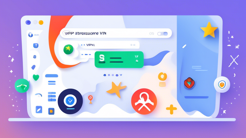 Create an image of a Chrome browser window with multiple VPN extension icons in the toolbar. Each VPN icon has a distinctive design, showcasing the top picks for secure browsing. Include a star rating system and price tags below each VPN icon, along with highlighted features such as 