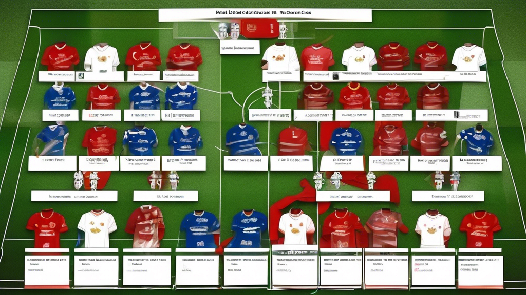 [A DALL-E prompt for the second point from the outline]

Create an image that showcases a detailed analysis of the soccer teams Real Sociedad and Manchester United. The scene should include a tactical board with formations, key players highlighted with their statistics, and contrasting colors to represent each team (Real Sociedad in blue and white, Manchester United in red). Include visual elements that denote strengths and weaknesses such as arrows for strategic moves and icons for key players. In the background, incorporate subtle graphics of each team