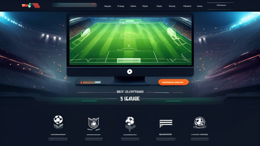 Create an image showcasing the key features of the best site to watch football live. The image should include a vibrant high-definition football match streaming on a sleek and user-friendly website interface. Highlight elements like minimal buffering icons and an intuitive navigation menu. Additionally, display various league and tournament options through logos or banners, and incorporate subtle symbols or icons representing safety and legality in streaming.