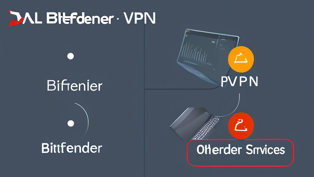 Prompt per DALL-E:

Create an illustration comparing Bitdefender VPN with other VPN services. The image should show a side-by-side comparison chart with three columns labeled: 