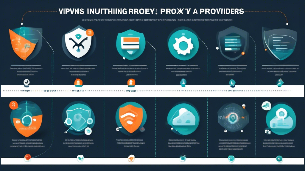 Create an informative and visually engaging infographic that illustrates various methods for hiding a proxy. Include side-by-side comparisons of VPNs and proxies, showcasing their effectiveness in protecting online privacy. Add detailed steps for configuring a proxy and tips on selecting a trustworthy proxy provider. Use a modern, tech-friendly design with icons and simple language to convey the information clearly.