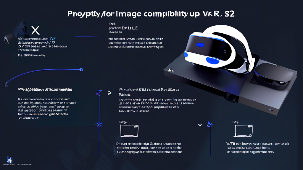 Prompt for DALL-E:

Create an image that shows the compatibility and setup process of the PlayStation VR 2. Include visual elements that highlight the necessary hardware requirements, such as the PlayStation 5 console, VR headset, and accompanying accessories. Illustrate a step-by-step setup process with icons or stages that feature connecting the headset, calibrating the system, and attaching additional accessories like controllers and tracking cameras. The image should be modern, user-friendly, and technically detailed, aligning with a guide for new users.