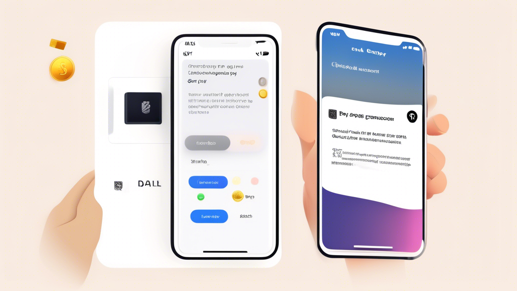DALL-E prompt: Create an image illustrating the process of buying cryptocurrency using Apple Pay. The scene should show a user completing the account registration and KYC verification on a crypto exchange platform using a smartphone, with the Apple Pay logo prominently displayed. Make sure the interface on the phone screens captures the steps of selecting cryptocurrency, using Apple Pay for checkout, and confirming the purchase. In the background, include elements like digital wallet icons, security badges, and tips for safeguarding crypto investments. Emphasize the seamless, secure, and modern nature of the transaction.