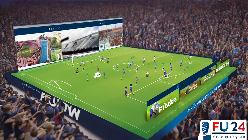 Create an image showing the positive impact of Fútbol 24 on the football community. In the foreground, depict fans, players, and journalists engaging with their mobile devices, clearly displaying the Fútbol 24 app interface. In the background, include a football stadium, a newsroom, and a football training ground to represent the diverse groups within the community. Add elements such as speech bubbles with quotes or testimonials from fans, coaches, and journalists expressing their satisfaction with Fútbol 24. Highlight the global nature of the community by incorporating flags from different countries and diverse characters. Keywords: futbol 24.