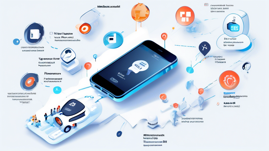 A visually engaging infographic showcasing the key features to look for in a free mobile VPN for iPhone users. The image should highlight the crucial aspects like top-notch security and encryption standards, high speed and performance, minimal bandwidth limitations, a user-friendly interface, and reliable customer support. The design should be clean and modern, using icons to represent each feature, and incorporating iPhone graphics to emphasize the mobile aspect.