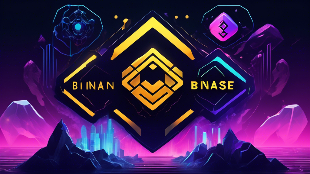 Create an image that showcases three top crypto exchanges of 2023, represented by their logos and distinctive elements: Binance, Coinbase, and Kraken. Contrast their unique features—Binance