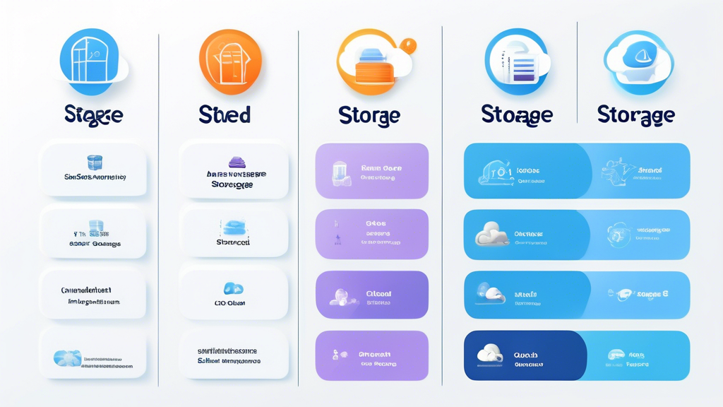 Create an image featuring a side-by-side comparison chart of top budget-friendly cloud storage providers. Each section of the chart includes the provider