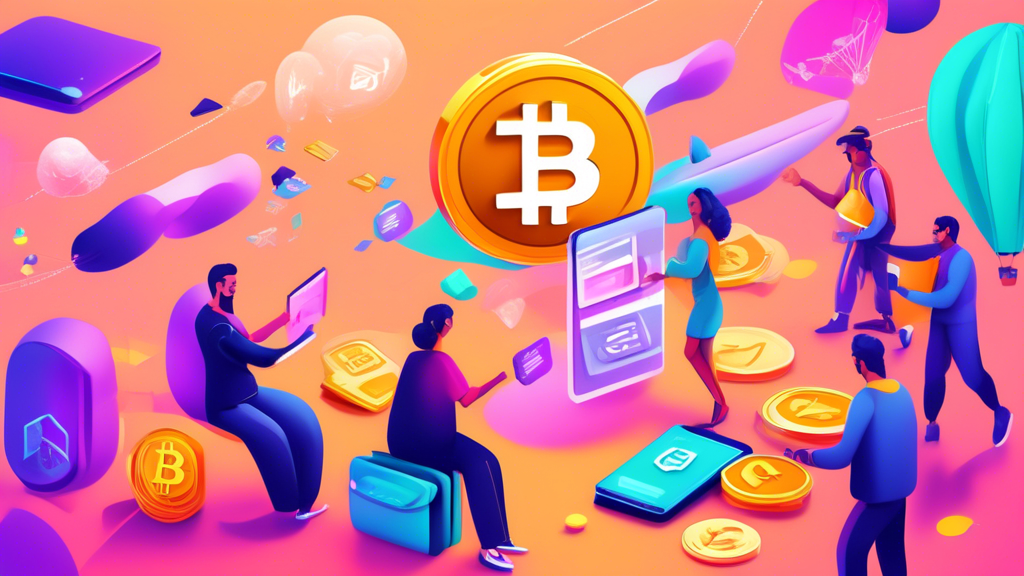A digital illustration showing various legitimate ways to earn free crypto instantly without a deposit. The image features a vibrant scene with icons representing 