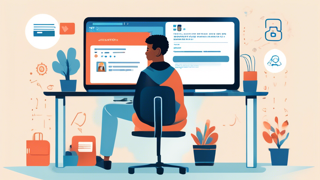 Create an illustration showcasing various measures people can take to protect their personal information online. The scene should include a person sitting at a desk in front of a computer, employing best practices to safeguard their data. Illustrated elements should include:

1. The person creating a strong, unique password on the screen.
2. A phone displaying a two-factor authentication code.
3. A notification for a software update popup on the computer.
4. Antivirus software running a scan in the background.

Include icons of a locked padlock, a shield, and digital security symbols subtly integrated into the background to emphasize the theme of cybersecurity. The overall mood should be positive and empowering, highlighting proactive steps anyone can take to protect their personal information online.